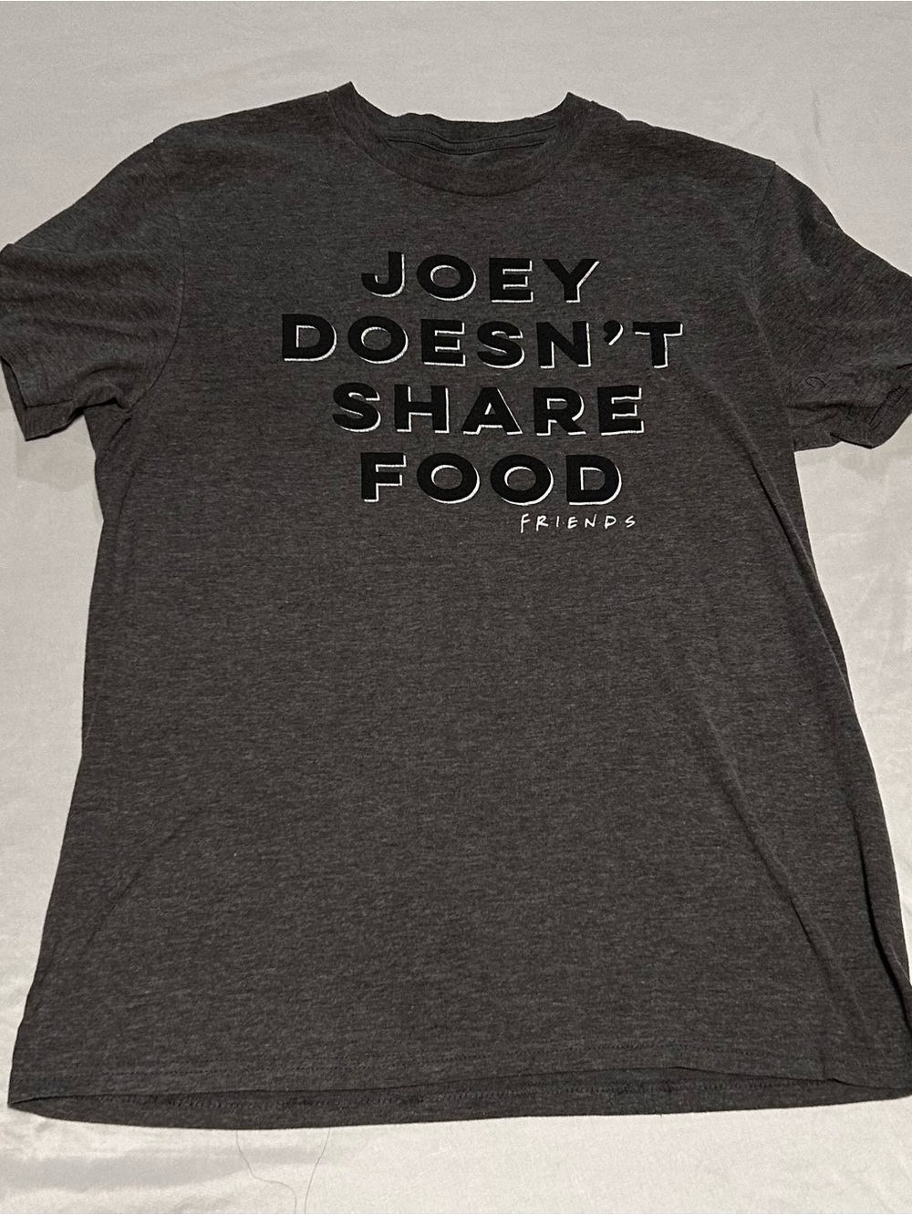 FRIENDS Men's Graphic Tee - Dark Gray 'Joey Doesn't Share Food'
